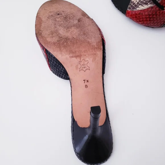 Vintage Amalfi Snakeprint Leather Slip-on Heels - Picture 10 of 14